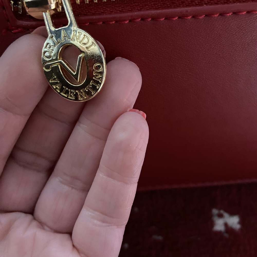 NWT Valentino Orlandi Red Crossbody Bag With Top Handle Carry. Made in Italy - Picture 4 of 15